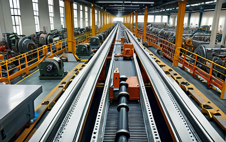 **

A vast manufacturing floor filled with complex machinery (conveyor belts, motors, pipes). A newcomer, filled with curiosity, observes the scene, looking slightly overwhelmed but eager to learn. The focus is on the scale of the machinery and the initial feeling of awe.

**
