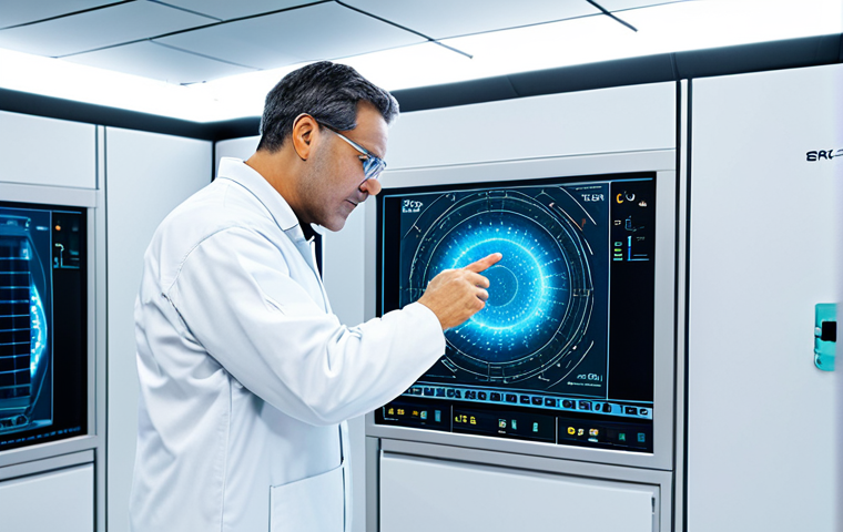 A professional engineer in a pristine white cleanroom suit, standing in a futuristic semiconductor manufacturing facility, fully clothed, appropriate attire. They are intently viewing a translucent holographic display that projects real-time data and intricate schematics of production equipment, showcasing predictive maintenance insights. Advanced, gleaming machinery and soft, diffused lighting fill the background. The scene emphasizes precision and high technology. Perfect anatomy, correct proportions, natural pose, well-formed hands, proper finger count, natural body proportions, professional photography, high quality, safe for work, appropriate content, family-friendly.